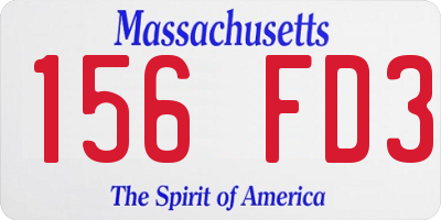 MA license plate 156FD3