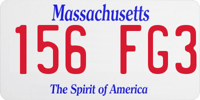 MA license plate 156FG3
