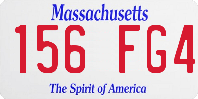 MA license plate 156FG4