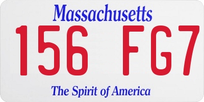 MA license plate 156FG7