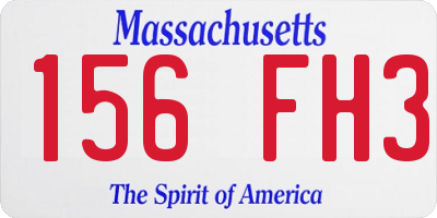 MA license plate 156FH3