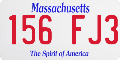 MA license plate 156FJ3