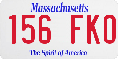 MA license plate 156FK0