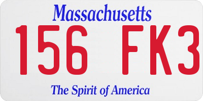 MA license plate 156FK3