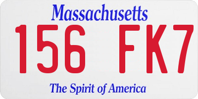 MA license plate 156FK7