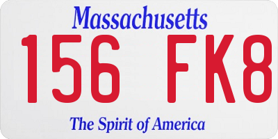 MA license plate 156FK8