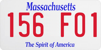 MA license plate 156FO1