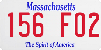 MA license plate 156FO2