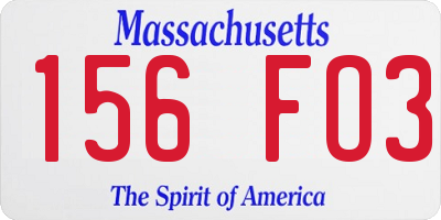MA license plate 156FO3