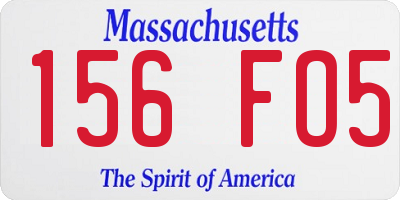 MA license plate 156FO5