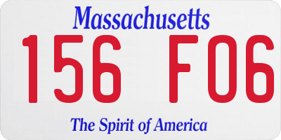 MA license plate 156FO6