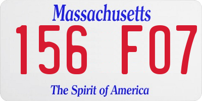 MA license plate 156FO7
