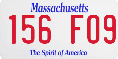 MA license plate 156FO9