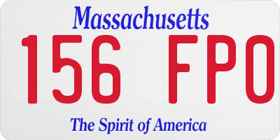 MA license plate 156FP0