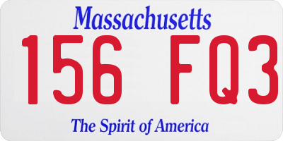 MA license plate 156FQ3
