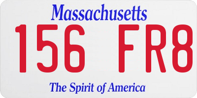 MA license plate 156FR8