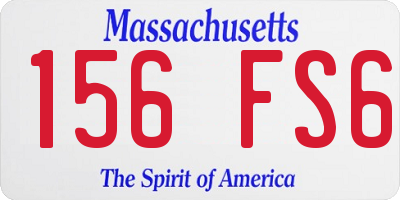 MA license plate 156FS6