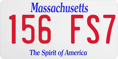 MA license plate 156FS7