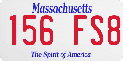 MA license plate 156FS8