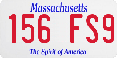 MA license plate 156FS9