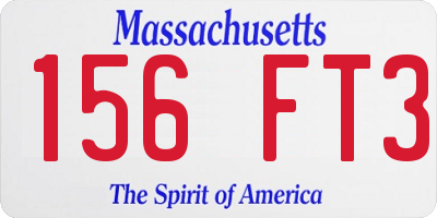 MA license plate 156FT3