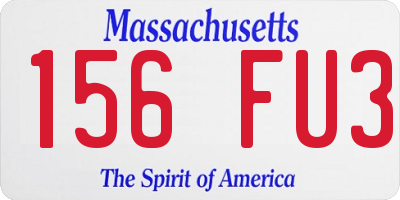 MA license plate 156FU3