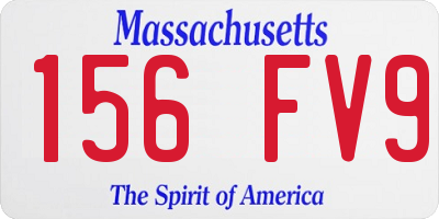 MA license plate 156FV9