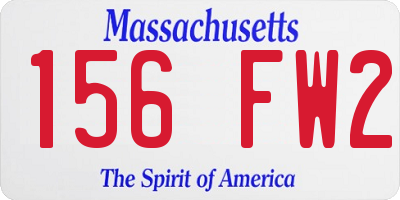 MA license plate 156FW2