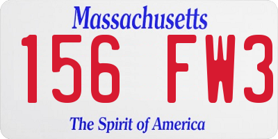 MA license plate 156FW3