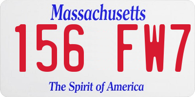 MA license plate 156FW7
