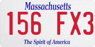MA license plate 156FX3