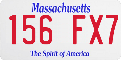 MA license plate 156FX7