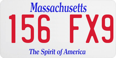 MA license plate 156FX9