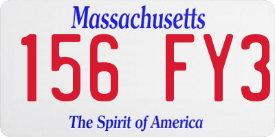 MA license plate 156FY3