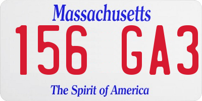 MA license plate 156GA3