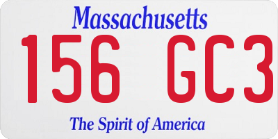 MA license plate 156GC3