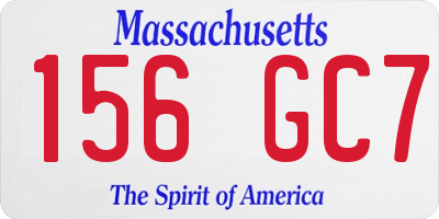 MA license plate 156GC7