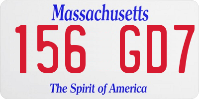 MA license plate 156GD7