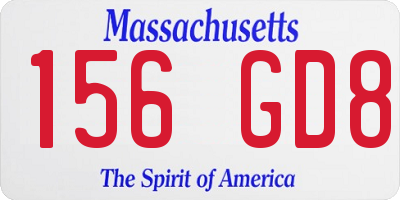 MA license plate 156GD8