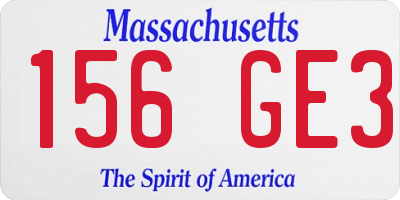 MA license plate 156GE3