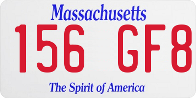 MA license plate 156GF8