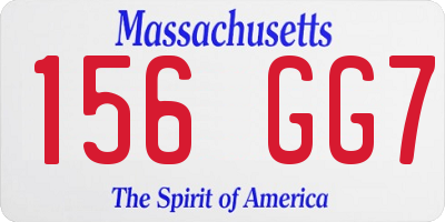 MA license plate 156GG7