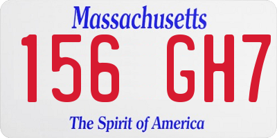 MA license plate 156GH7