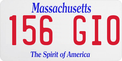 MA license plate 156GI0