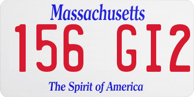 MA license plate 156GI2