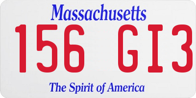 MA license plate 156GI3
