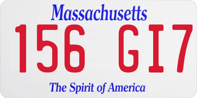 MA license plate 156GI7