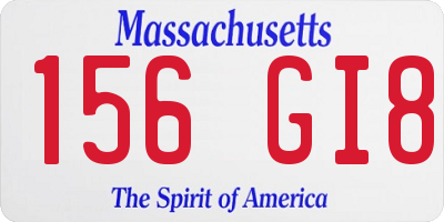 MA license plate 156GI8