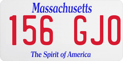 MA license plate 156GJ0