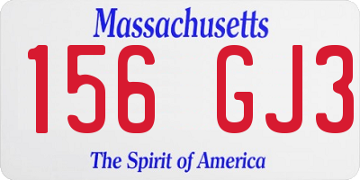 MA license plate 156GJ3